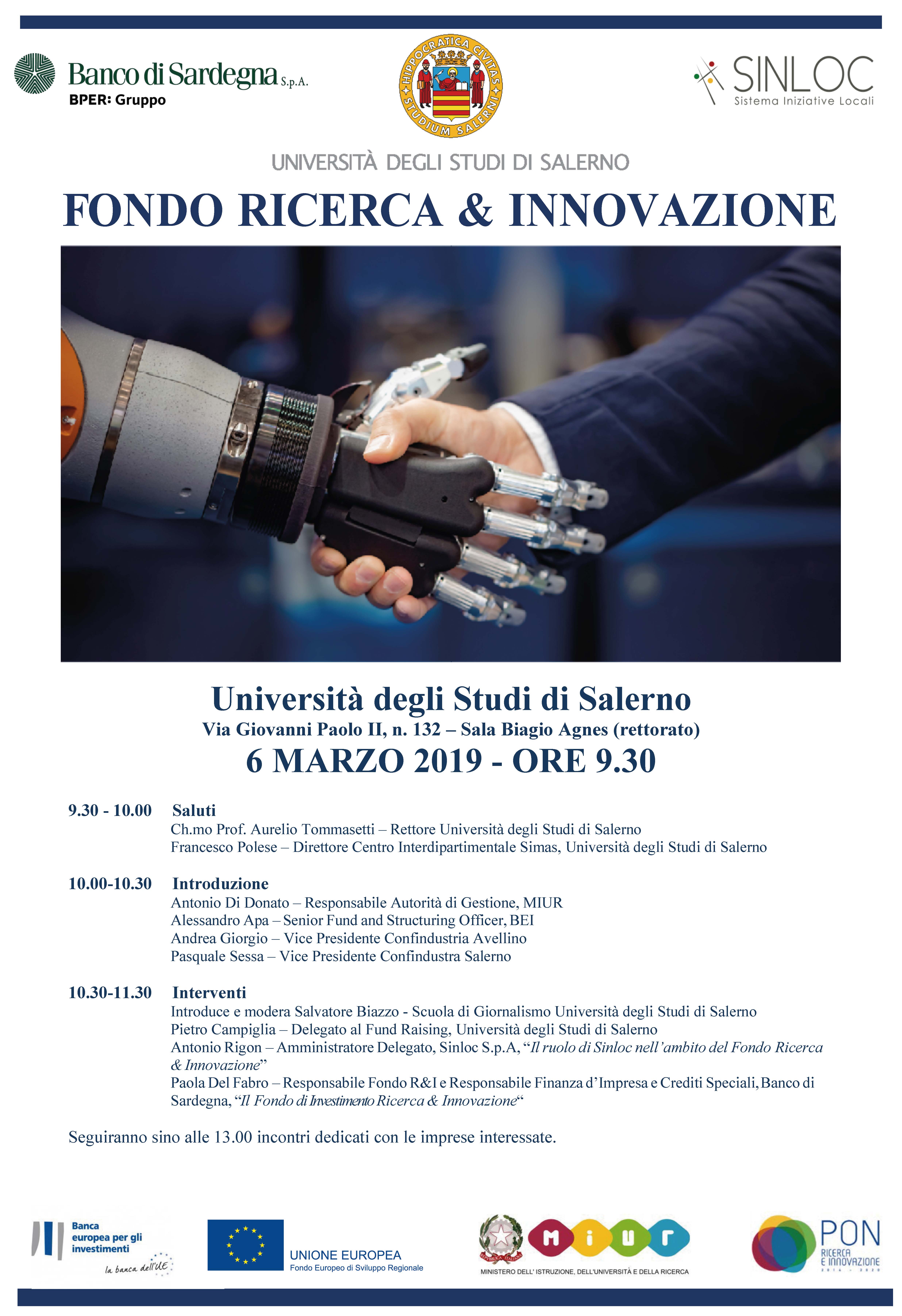 IL FONDO EUROPEO “RICERCA & INNOVAZIONE” PRESENTATO A BARI E SALERNO