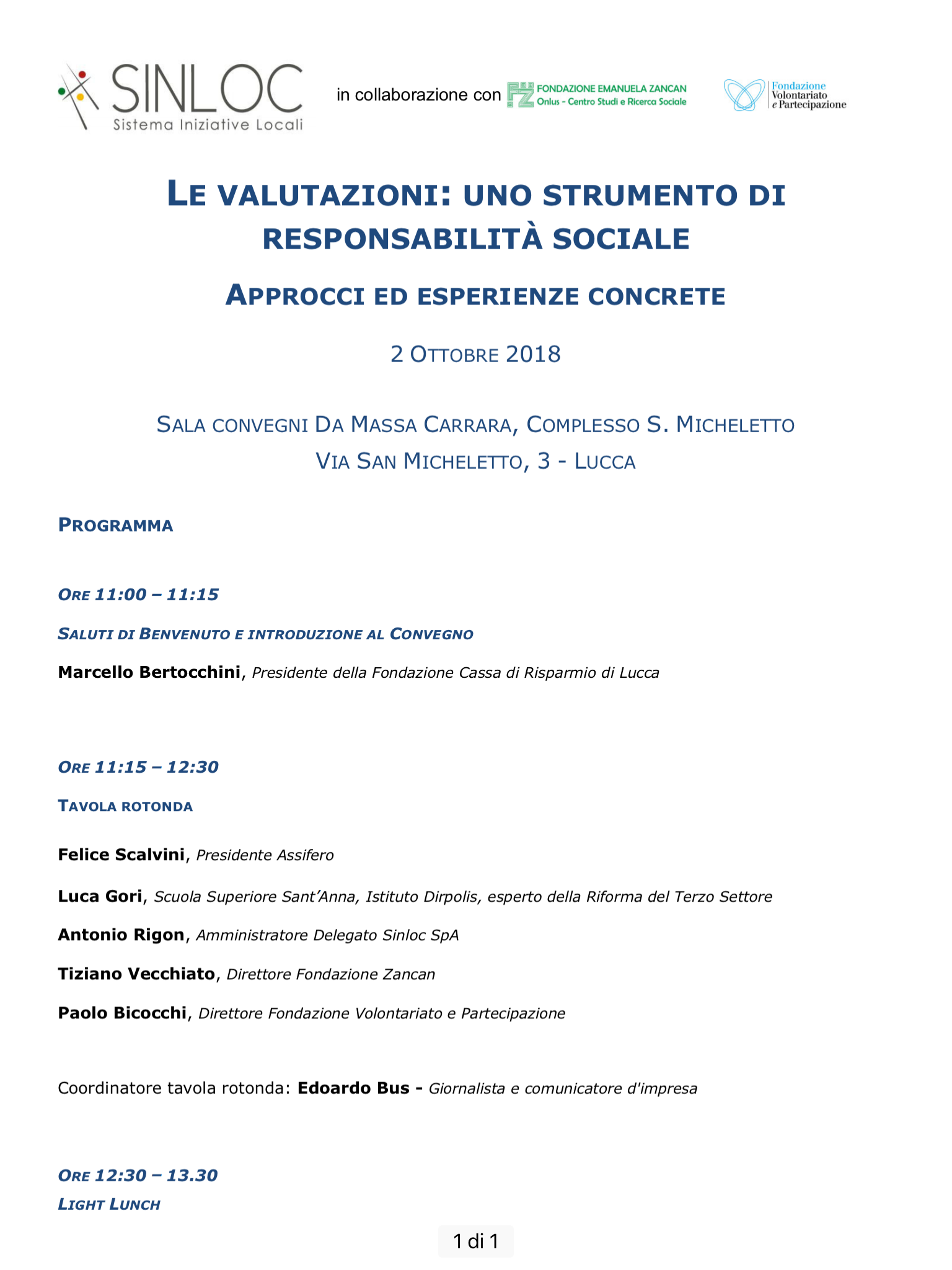 A LUCCA UN DIBATTITO SULLA VALUTAZIONE D’IMPATTO SOCIALE DA PARTE DEL “TERZO SETTORE”